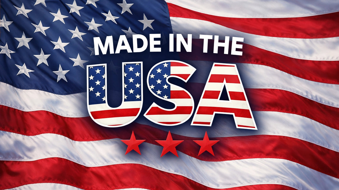 American flag with 'Made in the USA' text