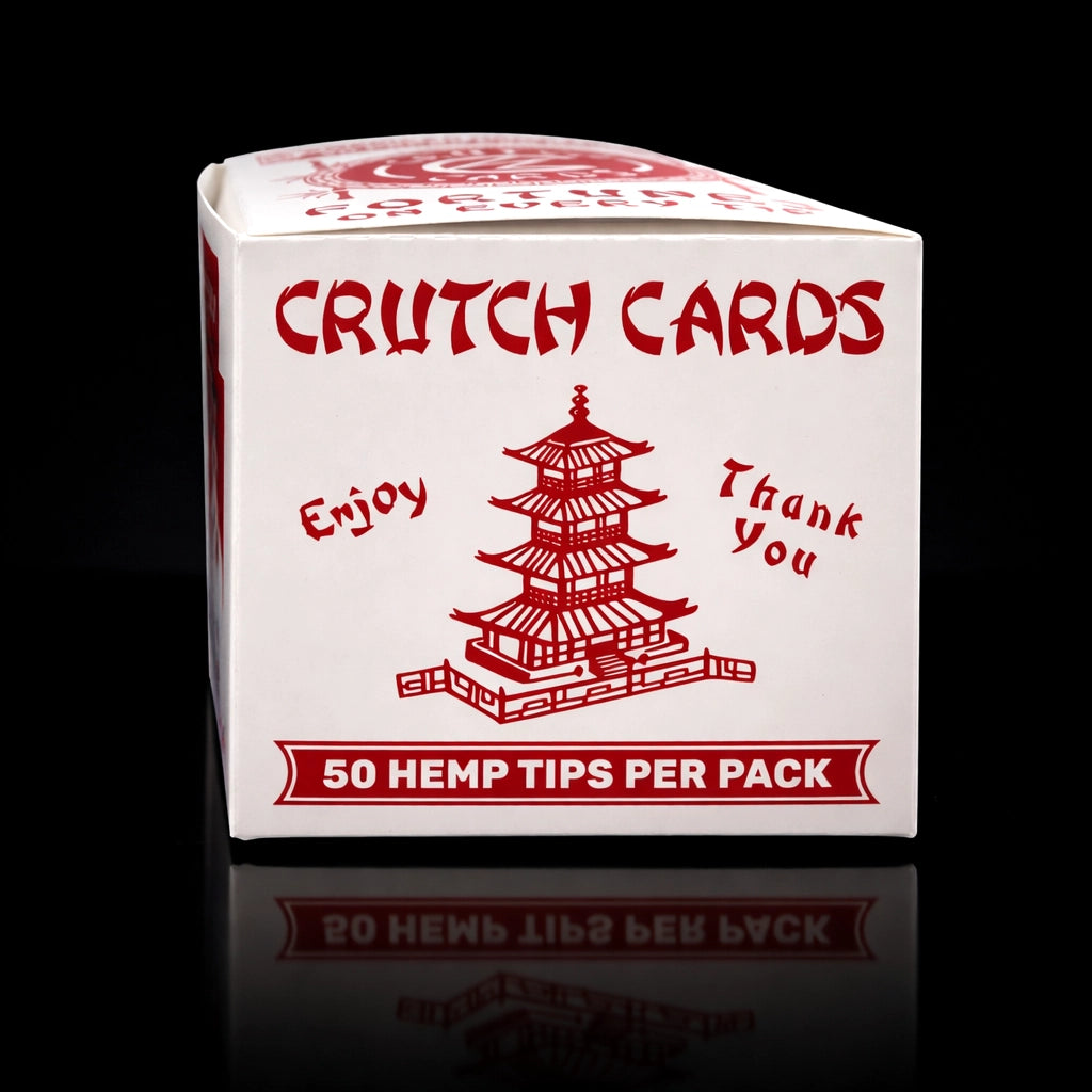 Pack of Crutch Cards with red text and pagoda design on a white background